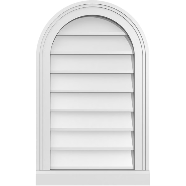 Ekena Millwork Round Top Surface Mount PVC Gable Vent w/ 2"W x 2"P Brickmould Sill Frame, 16"W x 26"H GVPRT16X2603SN - main